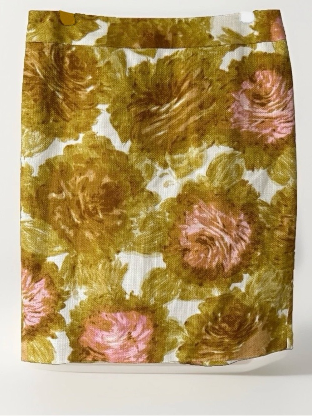Talbots Collection Olive Pink Floral Cotton Pencil Skirt Size 10